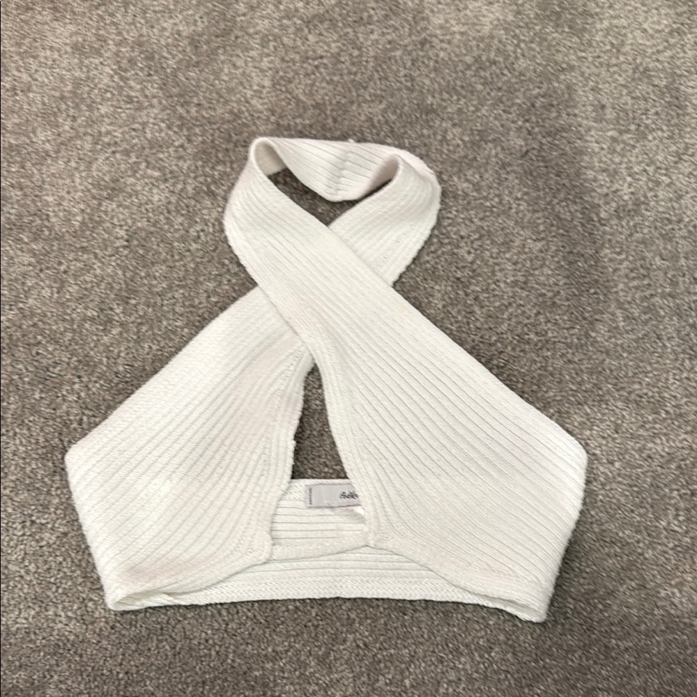 Adika White Ribbed Knit Top